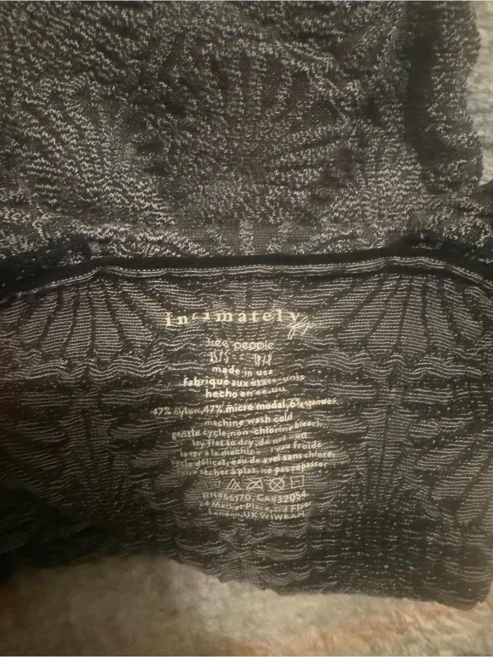 Free People Dark Grey Lace Tank XS / S